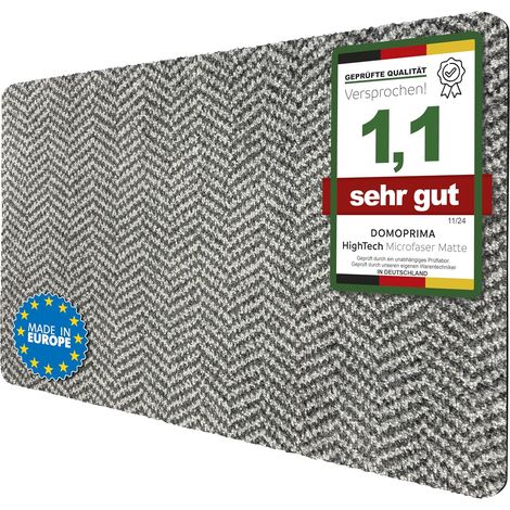 Paillasson 80 x 50 cm gris anthracite à chevrons – Paillasson lavable en microfibre antidérapant et extra absorbant 7 mm plat pour entrée, couloir, cuisine, salle de bain (1/5)