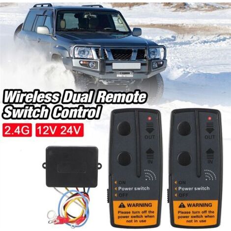 NALOOKAMIC  2.4G 12V 24V ContrôLeur de Commutateur Treuil éLectrique RéCupéRation TéLéCommande Sans Fil Universelle pour Remorque ATV Tout-Terrain 72W