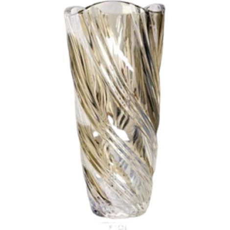 Vase En Verre De Cristal - Hauteur 24 cm Diamètre 13,5 cm - Pour Fleurs Fraîches ou Séchées - Design Ondulé Réfractif - 1 Pièce
