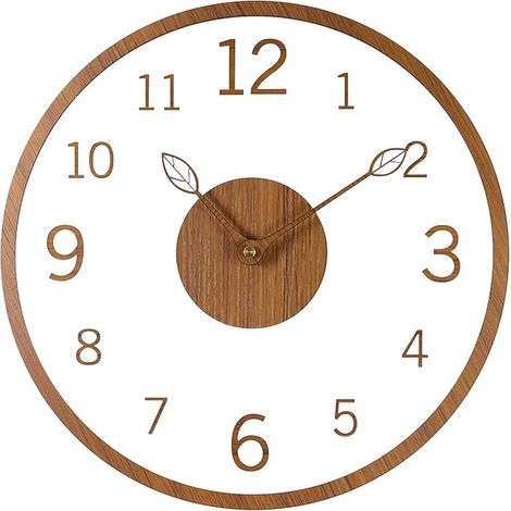 Wall Clock Acrylic and Wood Silent Wall Clock Battery Operated Wall Clock Modern Design Wall Clock for Bedroom Living Room Kitchen (1/4)