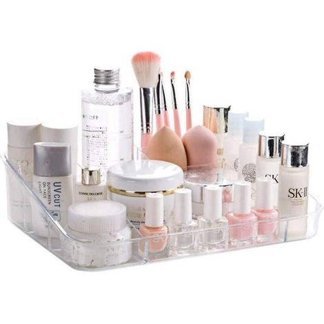 Plateau de rangement pour maquillage, présentoir à cosmétiques, support de rangement pour fournitures de bureau, unité de rangement de comptoir (1/5)
