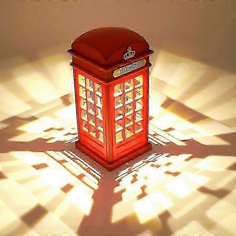 Lampe de chevet LED rétro en forme de cabine téléphonique londonienne, veilleuse avec chargeur USB et capteur de touches. (1/4)