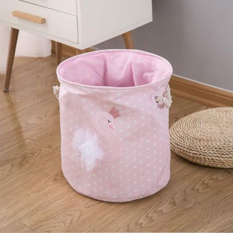 Panier à linge pliable grande boîte de rangement en tissu panier à linge débris vêtements sales panier spécial cygne/rose (1/2)