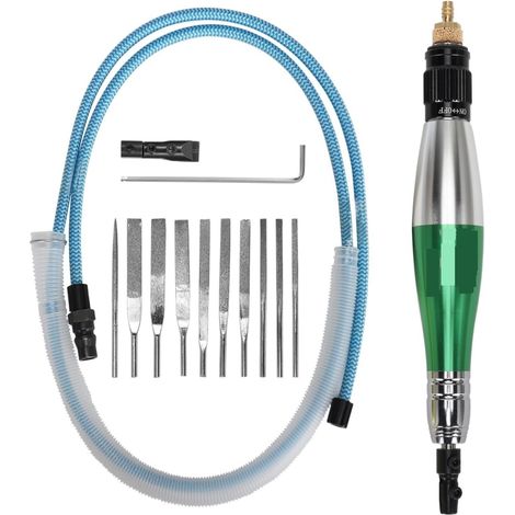 Kit de micro-meuleuse pneumatique 1/8 '' ultrasons Micro pneumatique Air crayon meuleuse alternative fichier de meulage for le polissage et l'ébavurage(Set 2 10pcs file) (1/5)