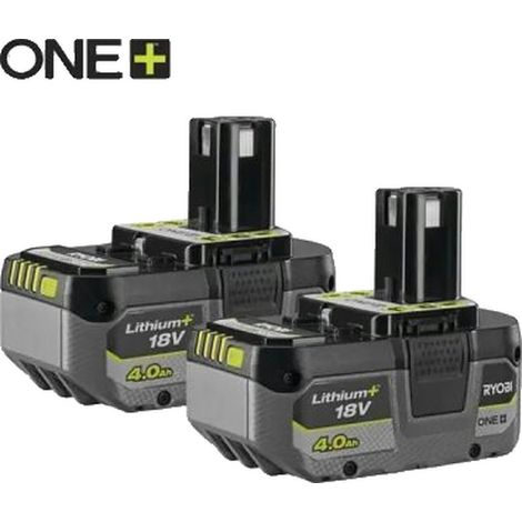 Ryobi – Batteries Lithium+ 4,0Ah 18V ONE+ – Lot de 2 – Indicateur de charge 4 étapes – Technologie IntelliCell pour durabilité
