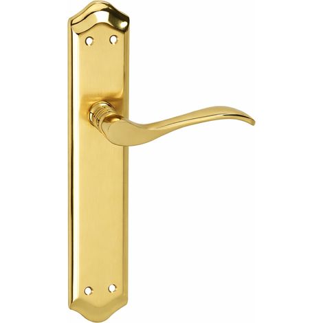 Manilla puerta aluminio dorado satinado placa ovalada modelo 881 (1/5)