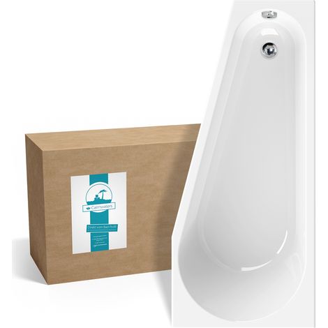 Calmwaters® Raumsparende Eckbadewanne 160x70 cm, Acrylwanne Essential Small, platzsparende Badewanne in linker Ausführung, Maße 160 x 70 cm, Eck-Badewanne in Weiß, 02SL3328 (1/5)