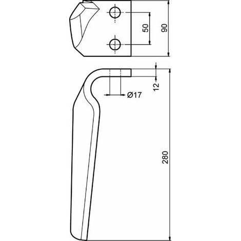 Couteau pour herse rotative L:280mm Maschio 10075