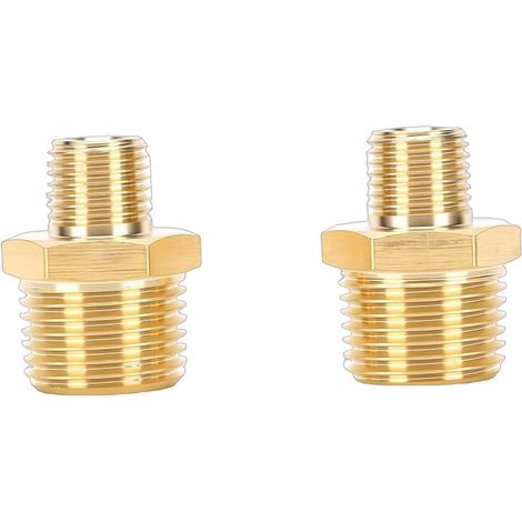 Connecteur Mâle NPT, Adaptateur en Laiton, Raccord de Tuyau fileté Mâle 1/2 à 1/4 Po pour Applications d'air et d'eau (1/5)