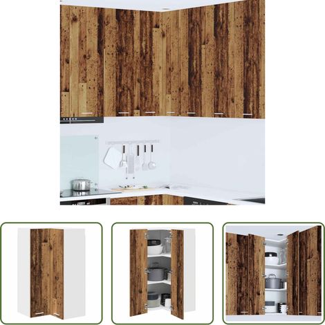 vidaXL Stauraum - Hängeschrank Altes Holz und Weiß 57 x 57 x 100 cm Holzwerkstoff (1/5)