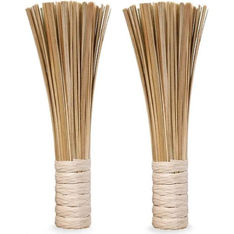 Brosse plate en bambou de 30 cm (lot de 2) pour ustensiles de cuisine, de pâtisserie et barbecue, couleur beige (1/5)