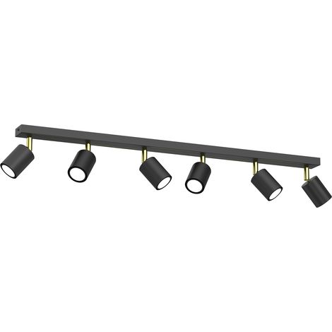 Rampe 6 spots orientables noir/or GU10 Luminex Striper