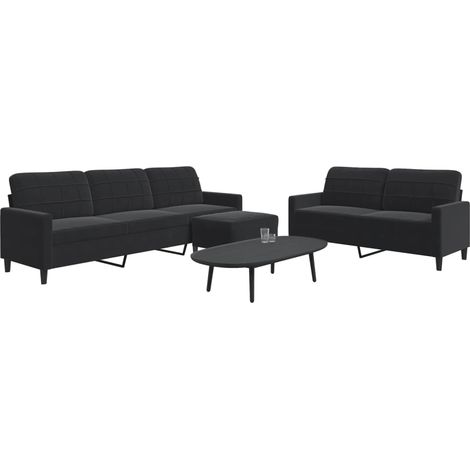 Ensemble de canapés 3 pcs avec coussins Noir Velours vidaXL (1/5)