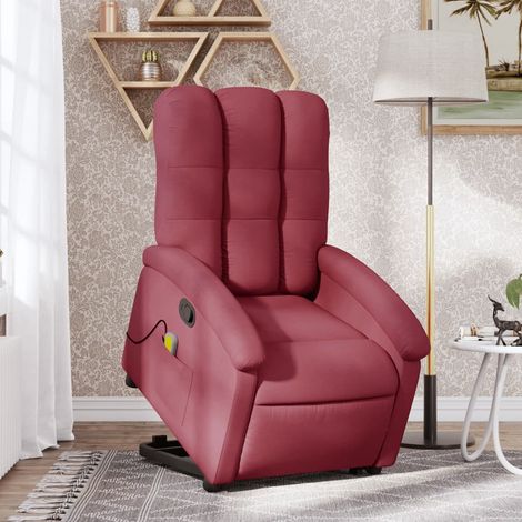 Fauteuil inclinable de massage-Chaise de relaxation-Fauteuil Relax Rouge bordeaux Tissu 113427 (1/5)