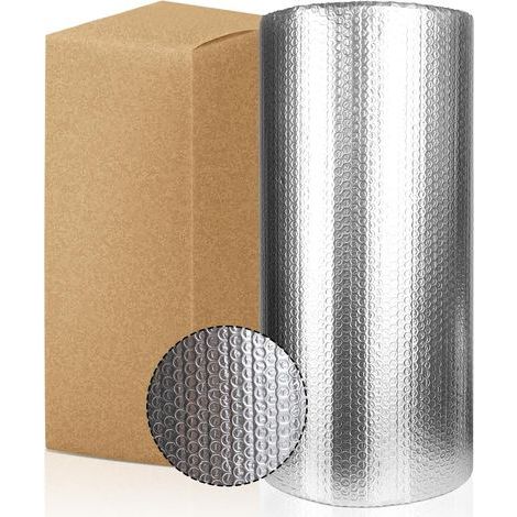 Wärmedämmung 0,6 x 10 m, 5–6 mm dicke doppellagige Luftpolsterfolie aus Aluminiumfolie, langlebige Isolierung zum Schutz vor Kälte für Heizkörper, Fenster, Autos, Warmwasserspeicher (1/5)