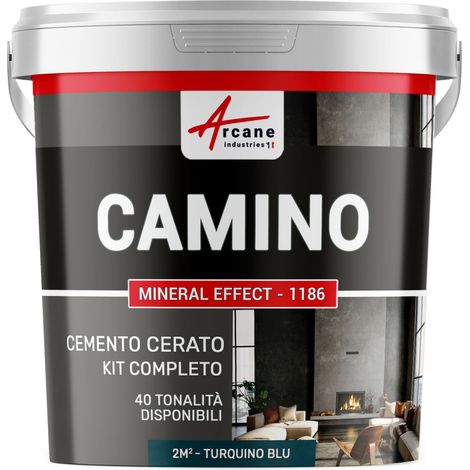 Kit microcemento camino - 2 m² (in 2 strati) Blu Turchino - ARCANE INDUSTRIES
