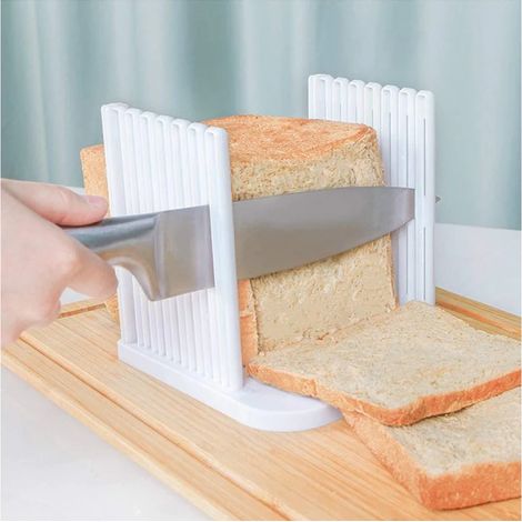 Coupe-pain pliable et réglable en épaisseur pour toast, trancheuse à pain ménagère, couteau à pain ajustable avec guide, outil de découpe pour pain de mie, accessoire cuisine pratique (1/5)