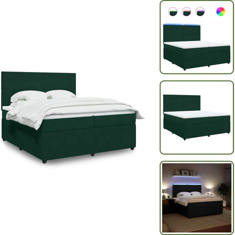 Testiera regolabile - vidaXL Giroletto a Molle con Materasso Verde Scuro 200x200 cm Velluto - Letto con materasso a molle