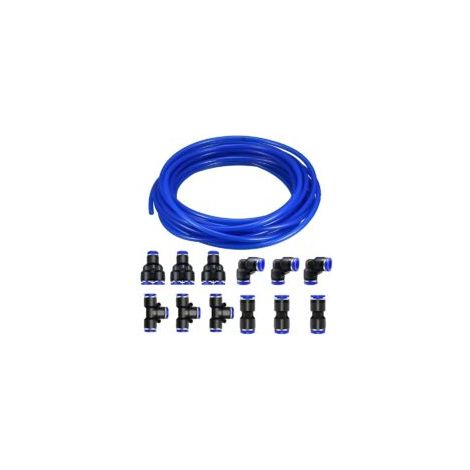 12 connettori pneumatici da 4 mm, raccordi rapidi a sgancio rapido (a Y/T/L/I) + 10 m di tubo pneumatico in PU, tubo pneumatico in poliuretano - Crezuo
