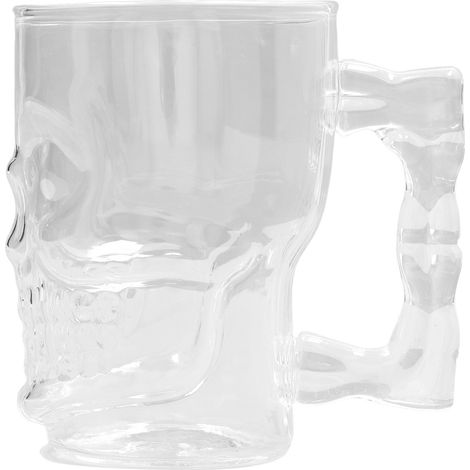 Verre à bière en borosilicate 500ml, coupe crâne pour whisky, idéal pour fêtes à domicile et bars.