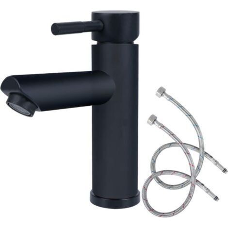 Rubinetto da bagno nero, rubinetto per bagno, tappetino per rubinetto lavabo, set rubinetto lavabo, acciaio inox 304 per bagno e cucina -Crezuo