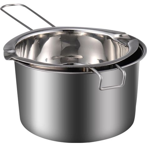 Ensemble marmites double bain-marie – Inox, double bec verseur, pour chocolat/bougies/bonbons/fromage