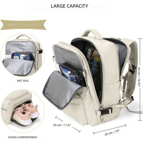 Sac à dos de voyage grande capacité avec port USB, trousse toilette et ensemble rangement (1/4)