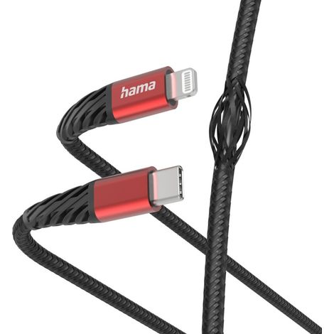 Cavo di ricarica Hama Extreme USB-C - Lightning 1,5 M nylon nero/rosso