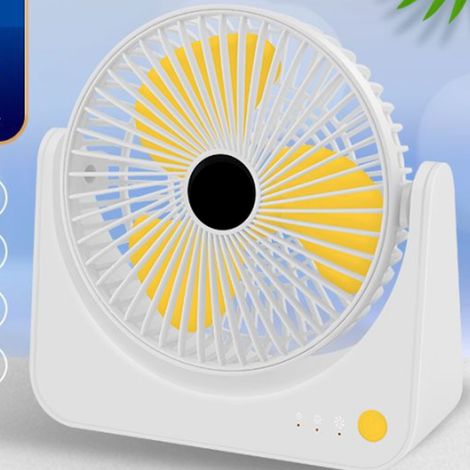 Neuer, wiederaufladbarer Mini-Tischventilator mit USB-Anschluss, ideal für Zuhause, Büro, Studentenzimmer und Schreibtisch. Leiser Betrieb dank integriertem Lithium-Akku. Weiß. (1/5)