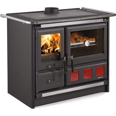 La Nordica Extraflame – Cuisinière à bois 11 kW noir anthracite – Four émaillé 78L – Efficacité 87.3% – Longueur de bûche 40 cm – Classe A+