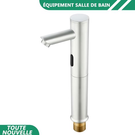 WAOBDLA Robinet d'évier de salle de bain sans contact Montage de pont Robinet de contrôle de capteur intelligent avec tuyaux 2 (1/5)