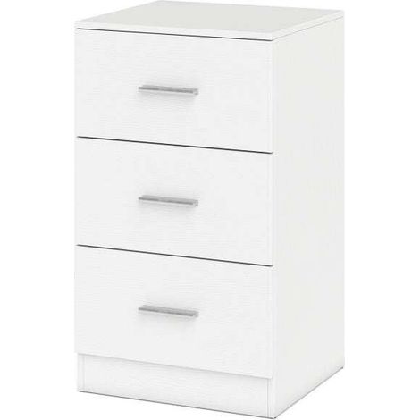 Modern Nightstand End Table with 3 Storage Drawers 2 Anti-tip Kits-White (1/4)