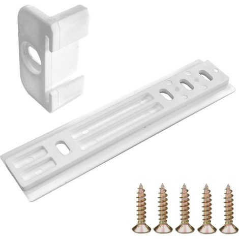 – Glissière pour porte de réfrigérateur encastrable – Plastique blanc – Compatible avec portes jusqu'à 1m – Installation à angle 90° (1/3)