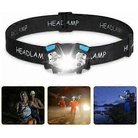 Lampe frontale LED 5000 lumens, rechargeable par USB, étanche, avec détecteur de mouvement, 5 modes d'éclairage, bandeau réglable et base pivotante (1/5)