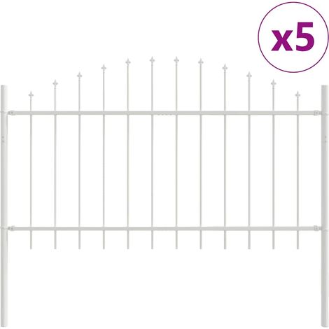 Maison Exclusive - Gartenzaun 5 pcs Weiß 170 x 140 cm Pulverbesch