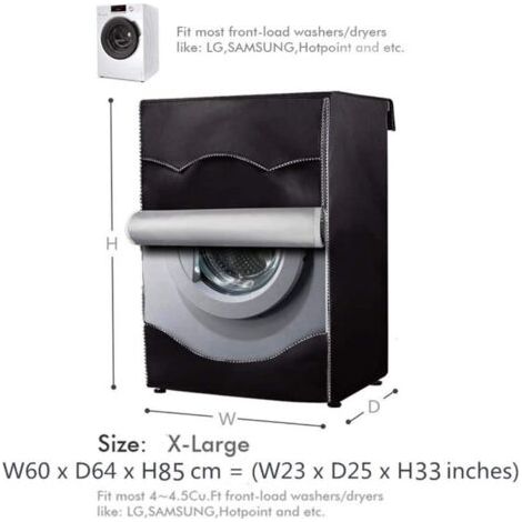 Copertura frontale per lavatrice – Impermeabile e antipolvere – Dimensioni 60x64x85 cm – Nera (1/4)