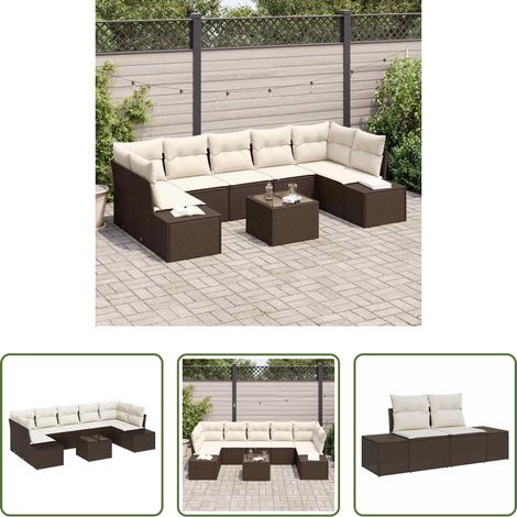 vidaXL Poly Rattan -  Sofa Set mit Kissen 8 pcs Braun Poly Rattan (1/5)