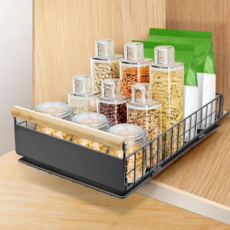 Kitchen Drawer Kitchen Cupboard Storage Cabinet Carbon Steel Silent Drawer Sliding Closet, Suitable for Bathroom, Pantry, 40 cm x 23 cm x 11 cm (1/5)