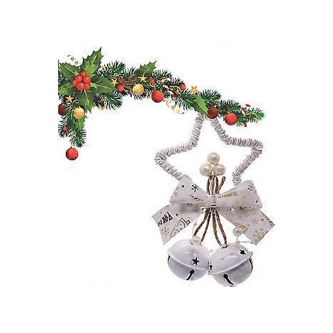 Cloche de Noël, Cloche de Noël à suspendre, Cloches de Noël pendantes avec baies de houx, Décoration de sapin de Noël pour sapin et porte (1/3)