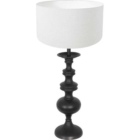 Anne Lighting - tischlampe - Lyons - schwarz - holz leinen - Ø (1/5)