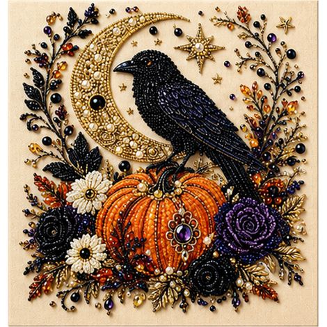Décoration murale à faire soi-même sur le thème d'Halloween - Diamant - Art 3D DIY - Petit Corbeau
