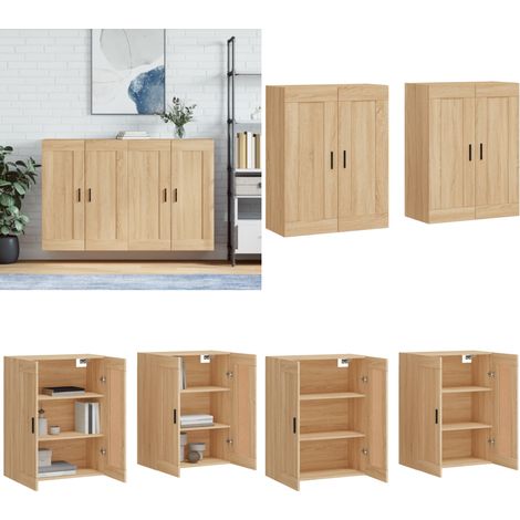 Wandschränke 2 Stk. Sonoma-Eiche Holzwerkstoff - Wandschrank - Sideboard - Regal - Wohnzimmer Dekoration - Möbel - Home & Living (1/5)