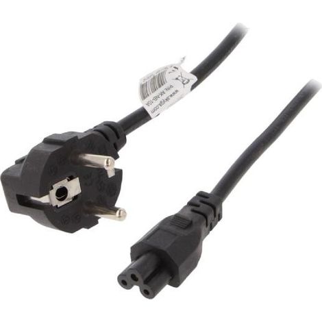 Cable- CEE 7-7 -E-F- male angulaire.IEC C5 femelle- 3m- noir