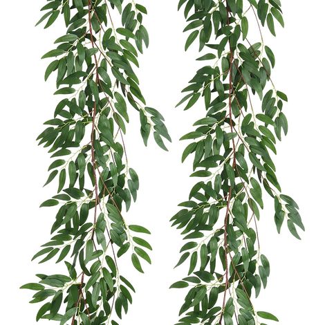 2er-Pack künstliche Weidenzweige, 1,7 m lange, künstliche Hängepflanzen aus Seide für drinnen und draußen, Zuhause, Hochzeit, Torbogen, Dschungel, Strand, Geburtstagsparty, Garten (1/4)