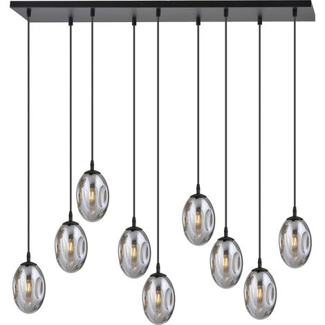 Lampada a Sospensione Astral, Acciaio verniciato a polvere, Vetro, Nero, Grigio, 100x100x22 cm (1/5)