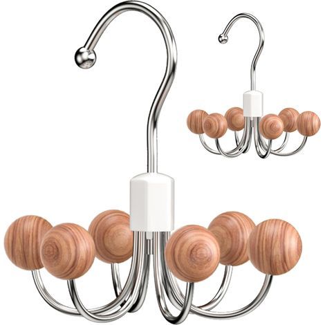 Lot de 2 cintres pivotants à 360° avec 6 boules de cèdre, organisateur de placard pour soutien-gorge, écharpes, ceintures, sac à main et accessoires (1/4)