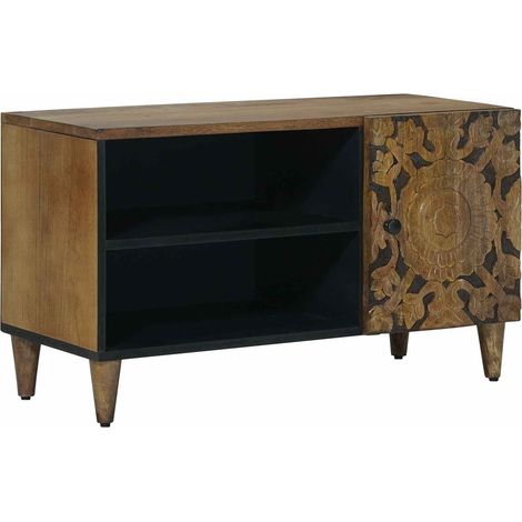 Mobile TV Marrone 80 x 31,5 x 46 cm Legno di mango massello vidaXL