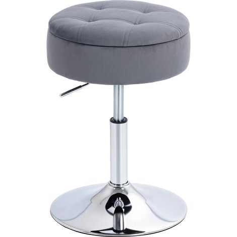 Taburete de bar ajustable de terciopelo gris con espacio de almacenamiento 39 x 39 x 65 cm 211772796 (1/5)