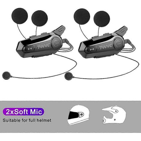 Casque de moto biplace étanche à 1 000 m avec talkie-walkie, Bluetooth 5.0, assistant vocal, appels mains libres et réduction du bruit. (Modèle n° 10588)