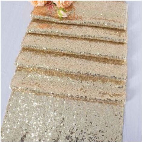 (Or Clair, 1)Chemin de Table à Paillettes Or Rose pour Mariage / décoration d'évènements 30.5 x 182cm (1/5)